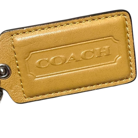 Coach Hang Tag Cowhide Leather Mustard Yellow Color Size Extra Large Keychain - Picture 3 of 5